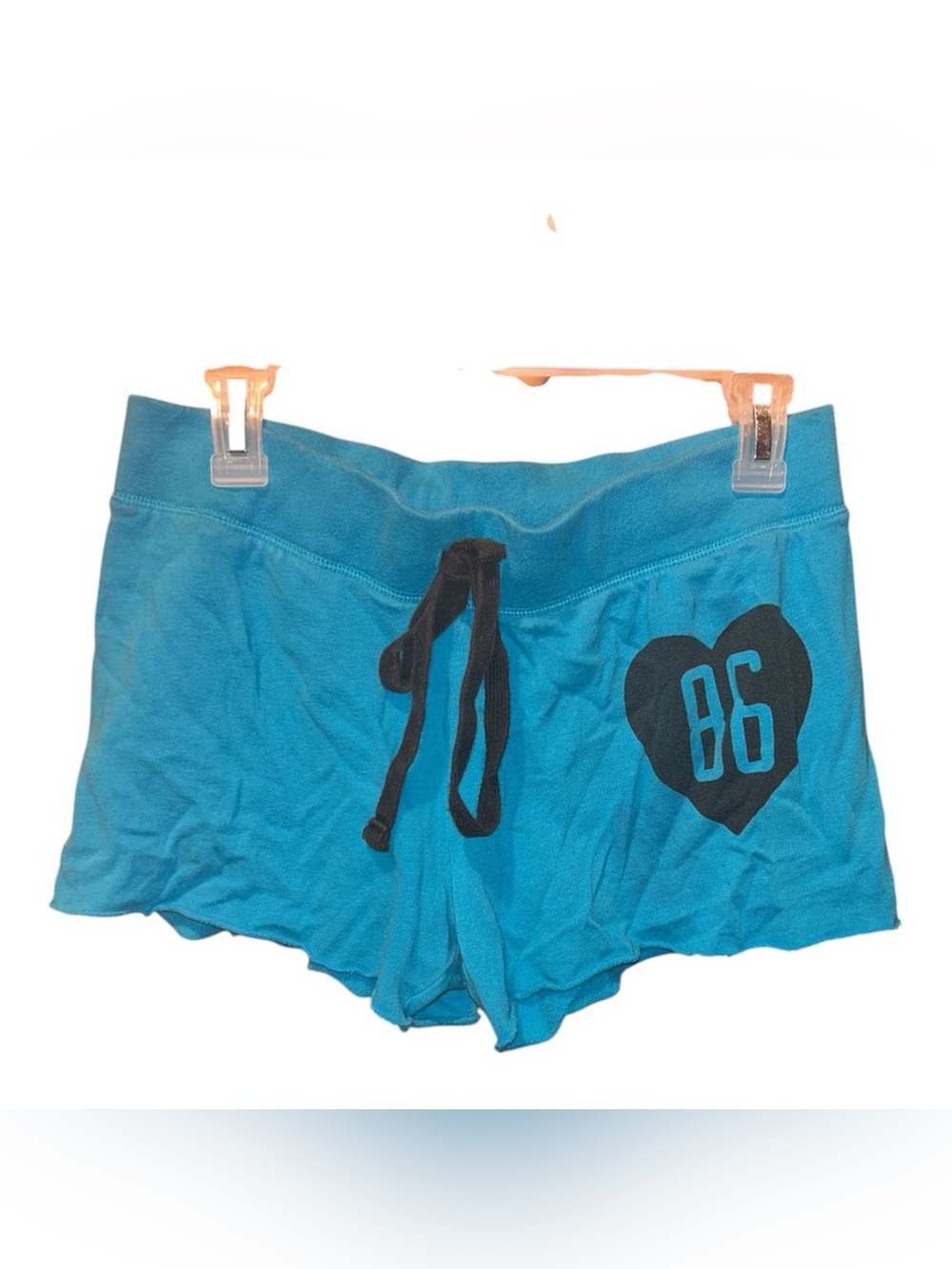 Victoria's Secret Teal Athletic Lounge Shorts with Black Heart '86'